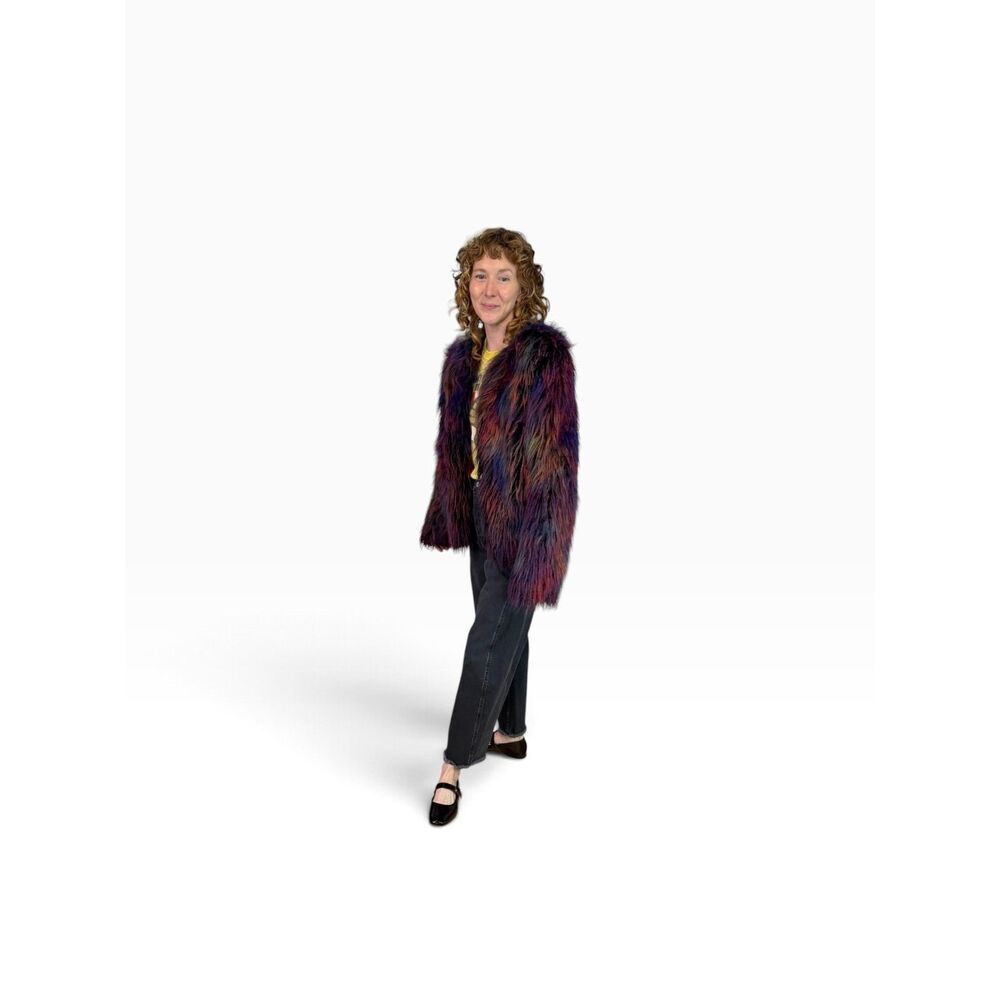 SpiritHoods Faux Fur Shaggy 70s Multicolor Jacket Collectors Edition $450 Size S - Picture 12 of 13